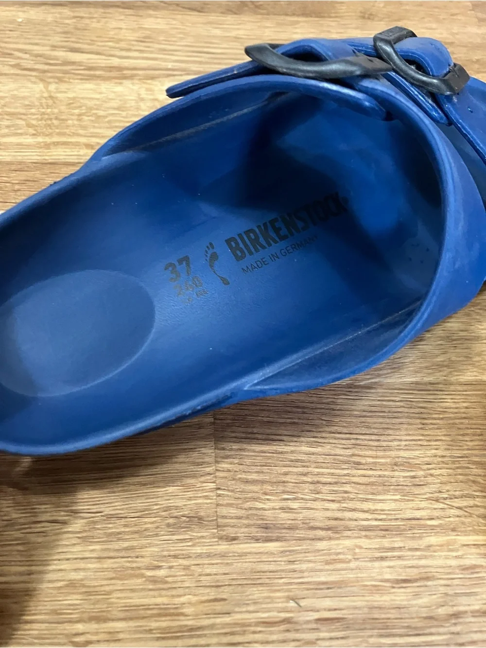 Birkenstock women’s Royal Blue Two-Buckle EVA Slides